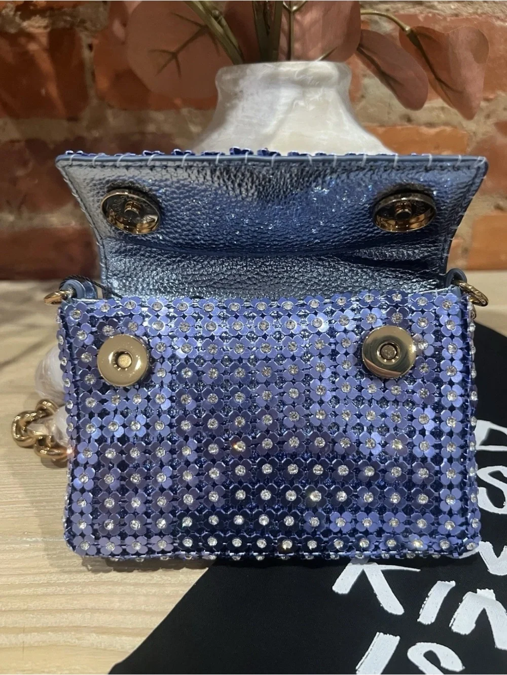 NWT Kurt Geiger Mini Crystal Flower Party Crossbody Bag - Picture 10 of 13